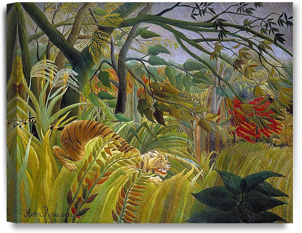 Amazon Com Decorarts Tiger In A Tropical Storm Surprised 1891 By Henri Rousseau Giclee Canvas Prints Wall Art For Home Decor 20x16 Posters Prints