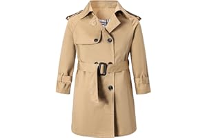 Betusline Boys Waterproof Trench Coat Double Breasted Classic Belted Outwear Jacket Dress Coats