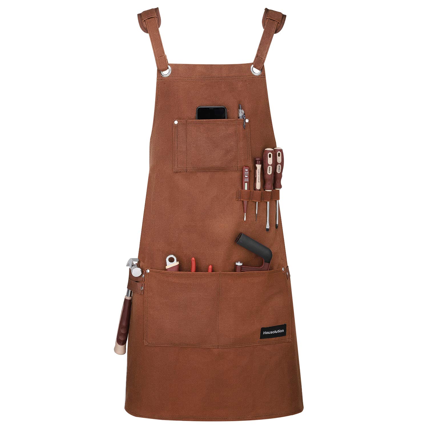 Housolution Work Apron, Premium Heavy Duty Waxed Canvas Tool Apron with