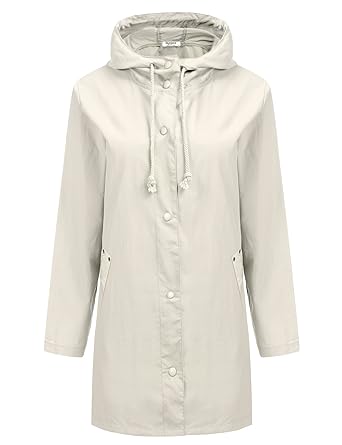 Parabler Damen Regenjacke Regenparka Wasserdicht Übergangsjacke Kapuze Regenmantel