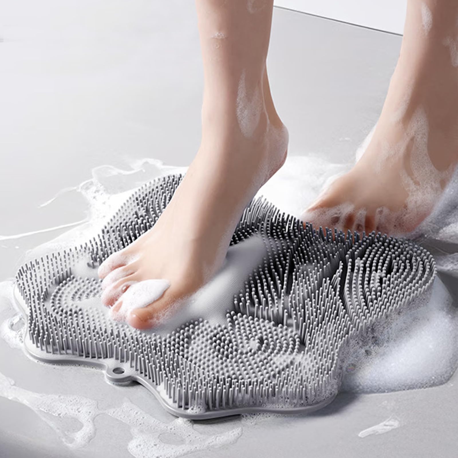Photo 1 of Easkite Shower Foot Scrubber, Shower Foot and Back Scrubber with Suction Cups, Shower Silicone Foot Washer for Exfoliating Massage?Grey?