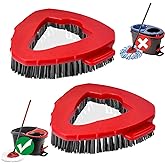 2 Pack Replacement Scrub Brush Head Compatible for EasyWring 1-Tank System | Hard Bristle Deep Scrubbing, Triangle Corner Cleaning, No-Bend Floor Cleaning, Quick Snap-On, Reusable &amp; Durable