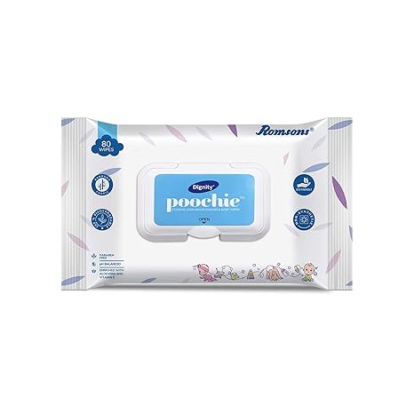 DIGNITY Poochie Biodegradable Baby Wipes (150 x 200 mm) -80 Wipes/Pack