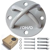 SOHAO Wall Ceiling Mount Bracket for Suspension Straps, Aerial Yoga Swing &amp; Hammock, Gymnastic Rings, Boxing Punching Bags, Body Strength Gym Equipment and Battle Ropes