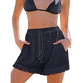 CUPSHE Women's Casual Shorts High Waisted Beach Cover Up Drawstring Lace Summer Shorts with Pockets