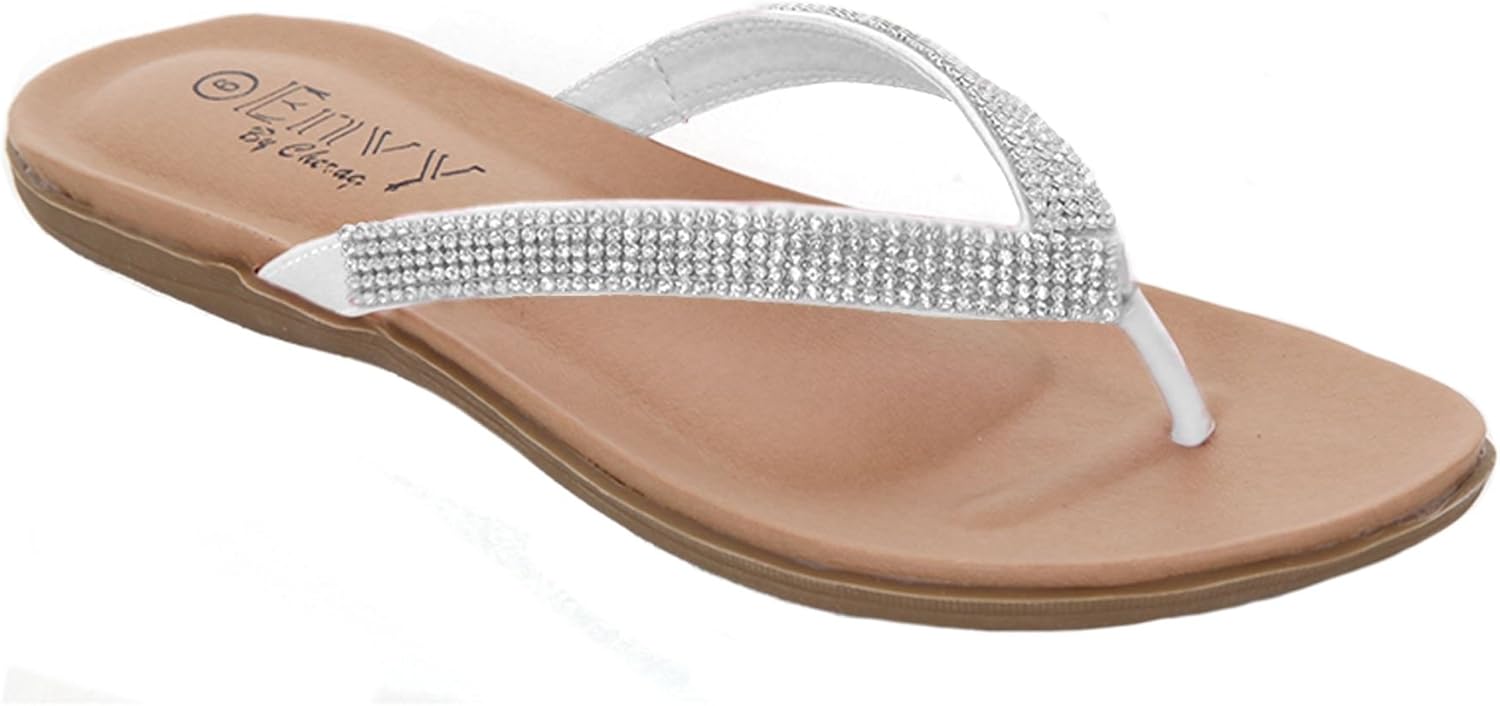 Ladies Diamante Strap Comfortable Comfy Fashion Flip Flops Thong
