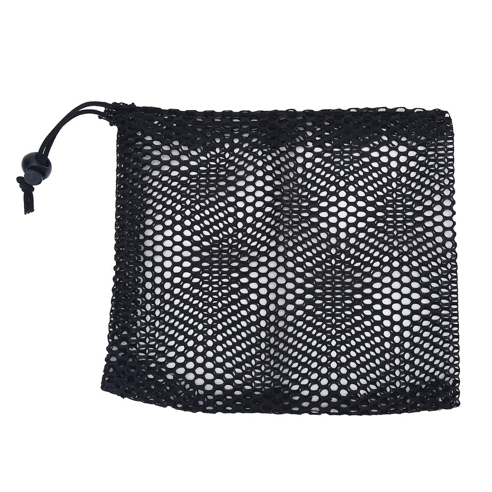 Dioche Nylon Ball Bag, Black Mesh Drawstring Pouch Balls Holder Storage Bag(M)