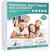 39x75 Twin Waterproof Mattress Protector Fits 9-12" Deep, Zippered Mattress Encasement Cover, WINKAURA Premium Washable Terry