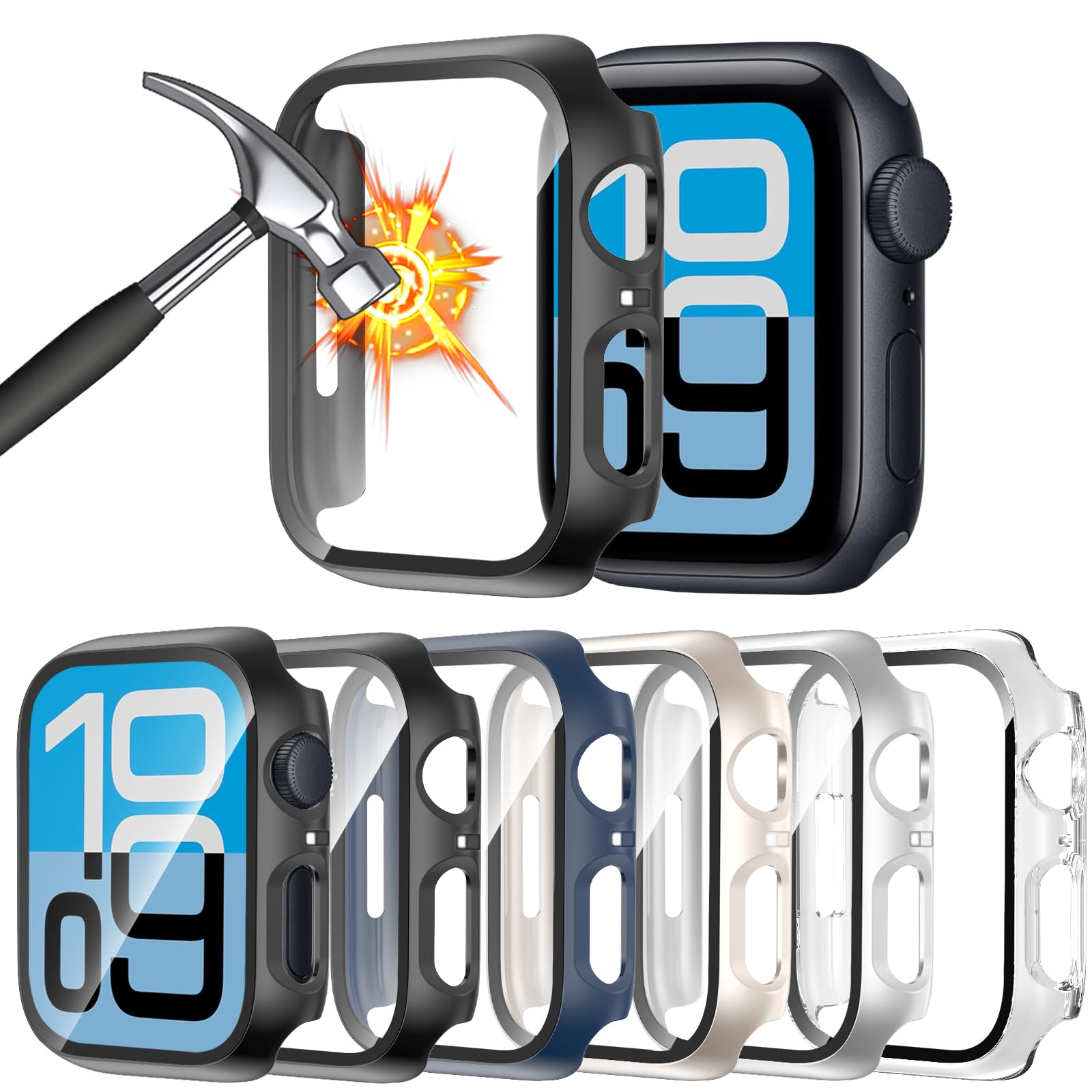 Photo 1 of [6 Pack] Case for Apple Watch Series 3/2/1 42mm Screen Protector with Ultra-Thin Tempered Glass, Full Coverage Anti-Scratch Hard Face Cover for iWatch 42 mm