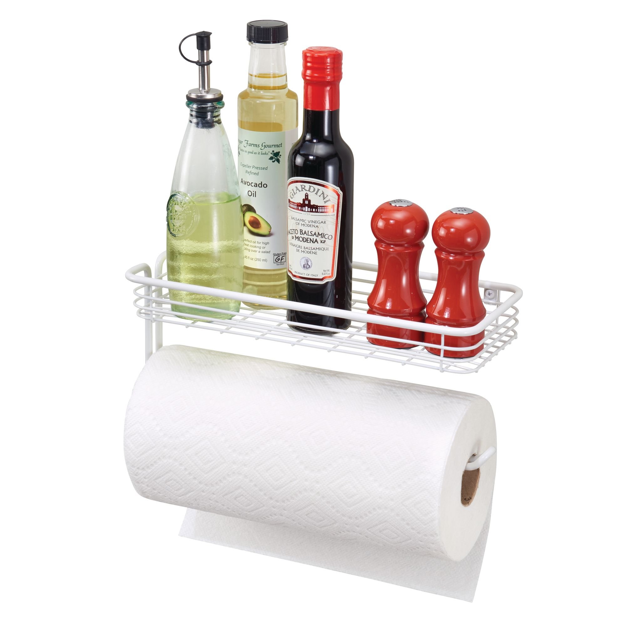 MDesign Paper Towel Holder With Spice Rack And MultiPurpose Shelf