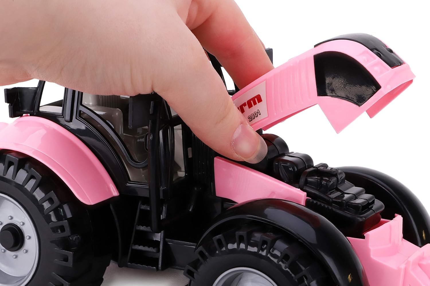 Toyland® Friction Powered Farm Tractor With Opening Bonnet - Available In Pink, Blue, Red & Green (Pink), 6.5 x 9.33 x 5.39 inches - Image 5