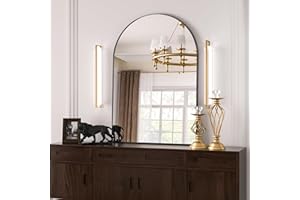 Antok Arch Bathroom Mirror, 20"x28" Wall Mounted Mirrors for Bathroom, Black Vanity Mirror with Metal Frame for Bedroom, Entryway, Living Room, Black