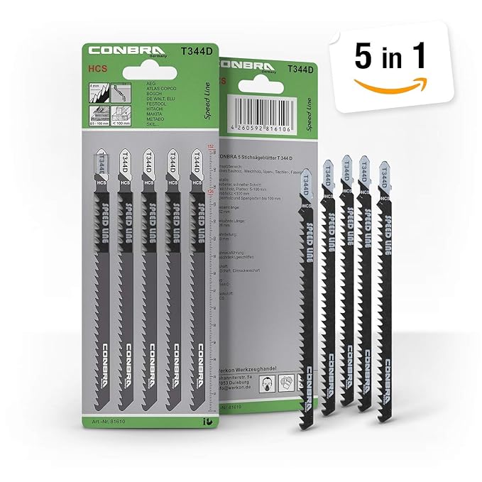 CONBRA ® Stichsägenblätter für Holz - 152mm Extra Lang - Schnitt ist grob & schnell - Blätter kompatibel mit Stichsäge von Ma