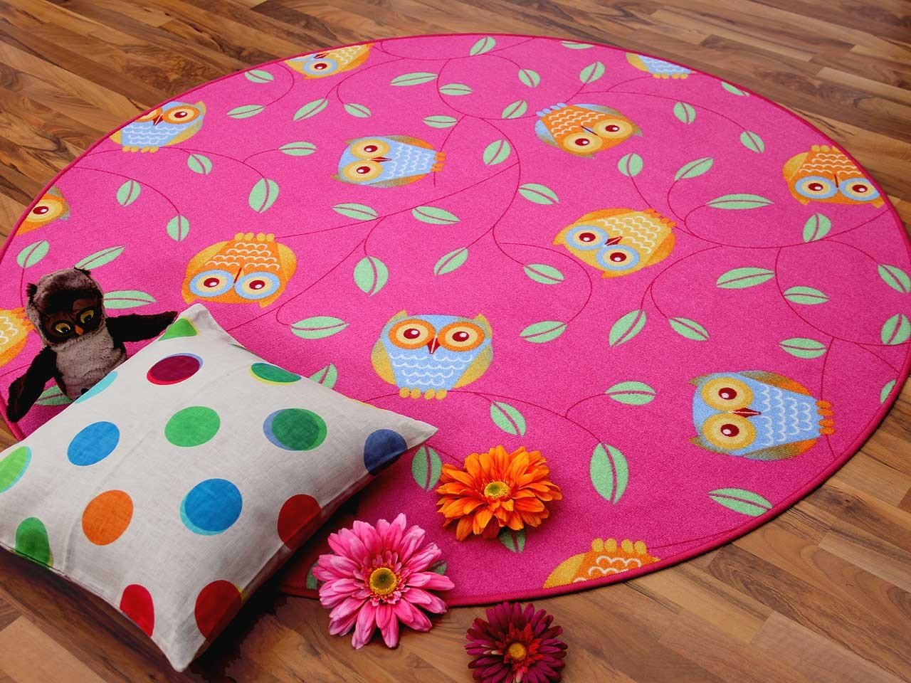 4 Tailles Disponibles Tapis De Jeu Pour Enfant Chouette En Rose Rond Accessoires Et Decorations Tapis Napravi Rs