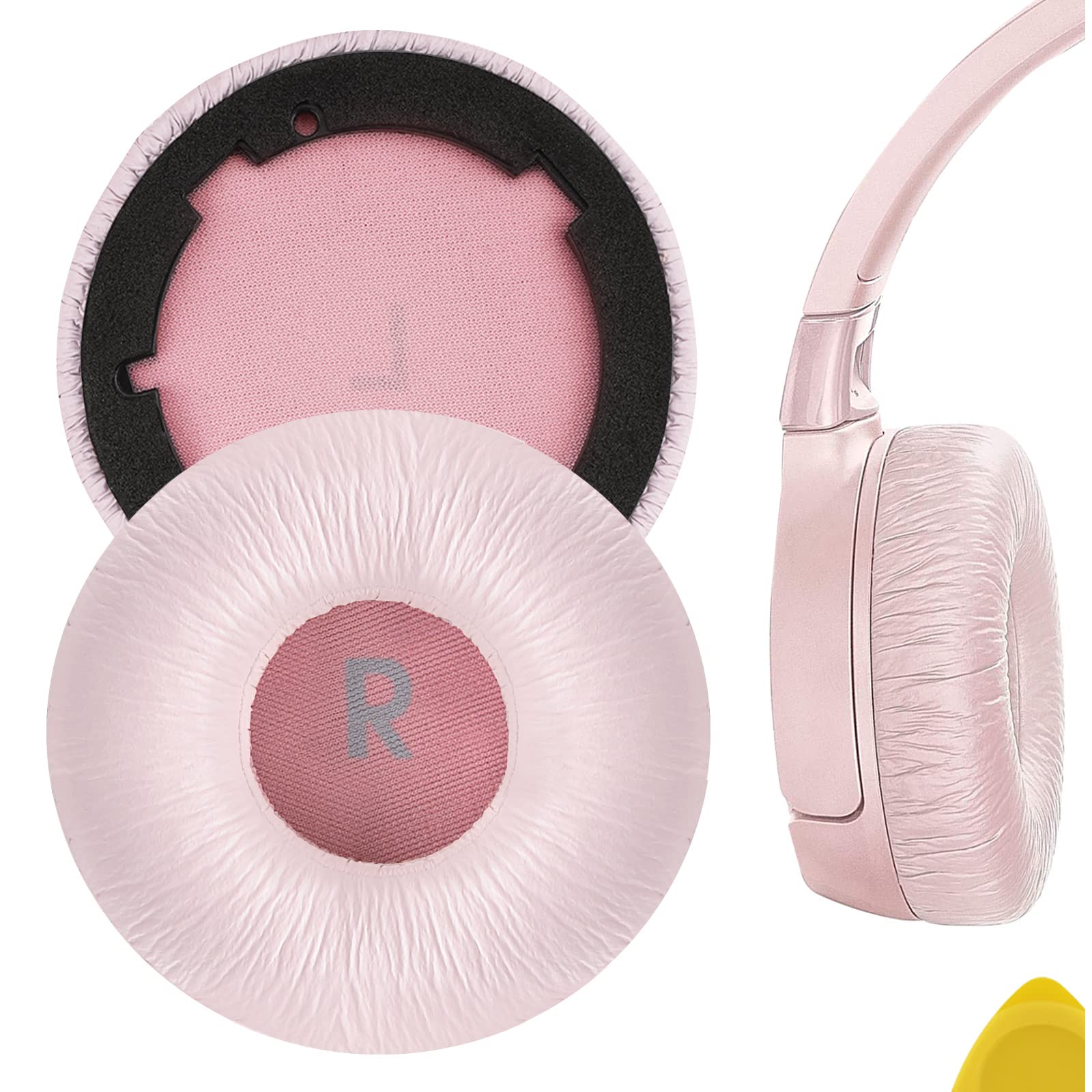 Geekria NOVA Leatherette Replacement Ear Pads Compatible with JBL Tune 600 (T600BTNC, 600BTNC)/ 660 (T660NC, 660NC)/ 670 (T670NC, 670NC) Headphones Ear Cushions, Repair Parts (Pink)