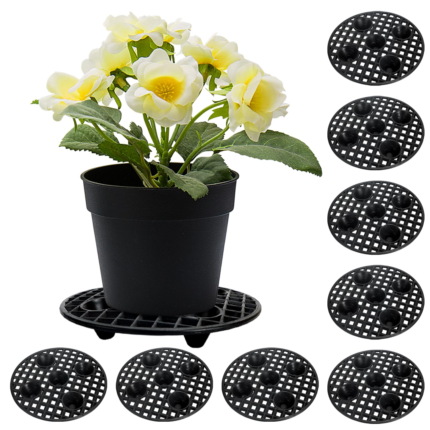 Kunjocy 8 Pcs Plant Level Pot Elevator, 20cm Heavy Duty Plant Stand Black Feet for Garden Pots Plant Flower Pot Stand Holder for Indoor Outdoor Garden Deck Floor Protector (8 Pcs)