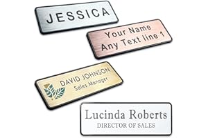 Custom Name Tag Badges with Text & Logos, Personalized Metal Name ID for Employee, School Teacher, Kids, 1.1 Inch x 3.1 Inche