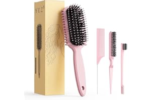 HEZ Curl Defining Brush, Curly Hair Brush, Slick Back Hair Brush, For Combing and Shaping Curls in All Hairstyles to Reduce Pulling (Pink)