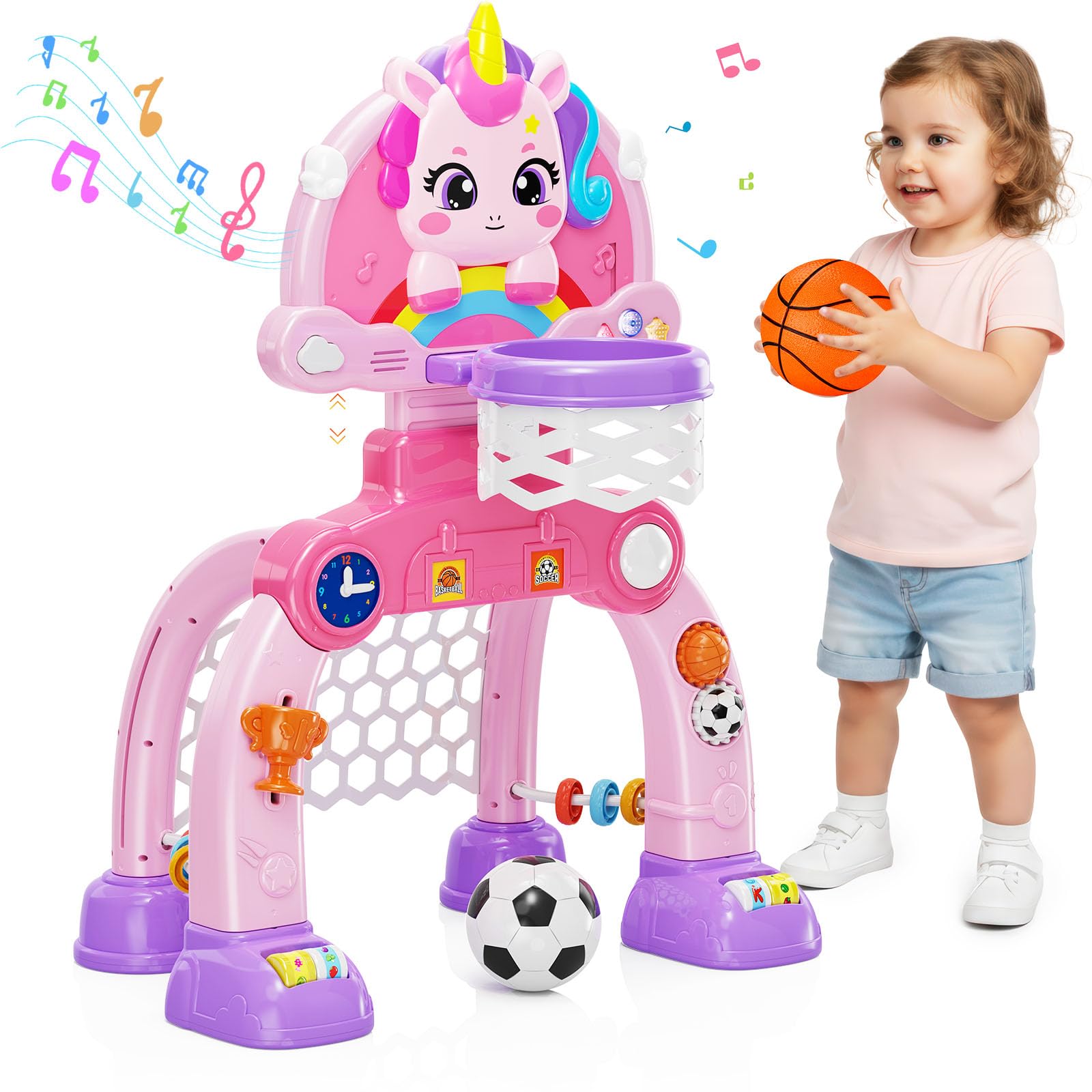 Photo 1 of nasominako Unicorn Toddler Basketball Hoop & Soccer Goal with Light & Music, 2-in-1 Sports Toy for 1-3 Year Old Boys & Girls, Toys for 1+ Year Old Girls, Birthday for Baby Kids