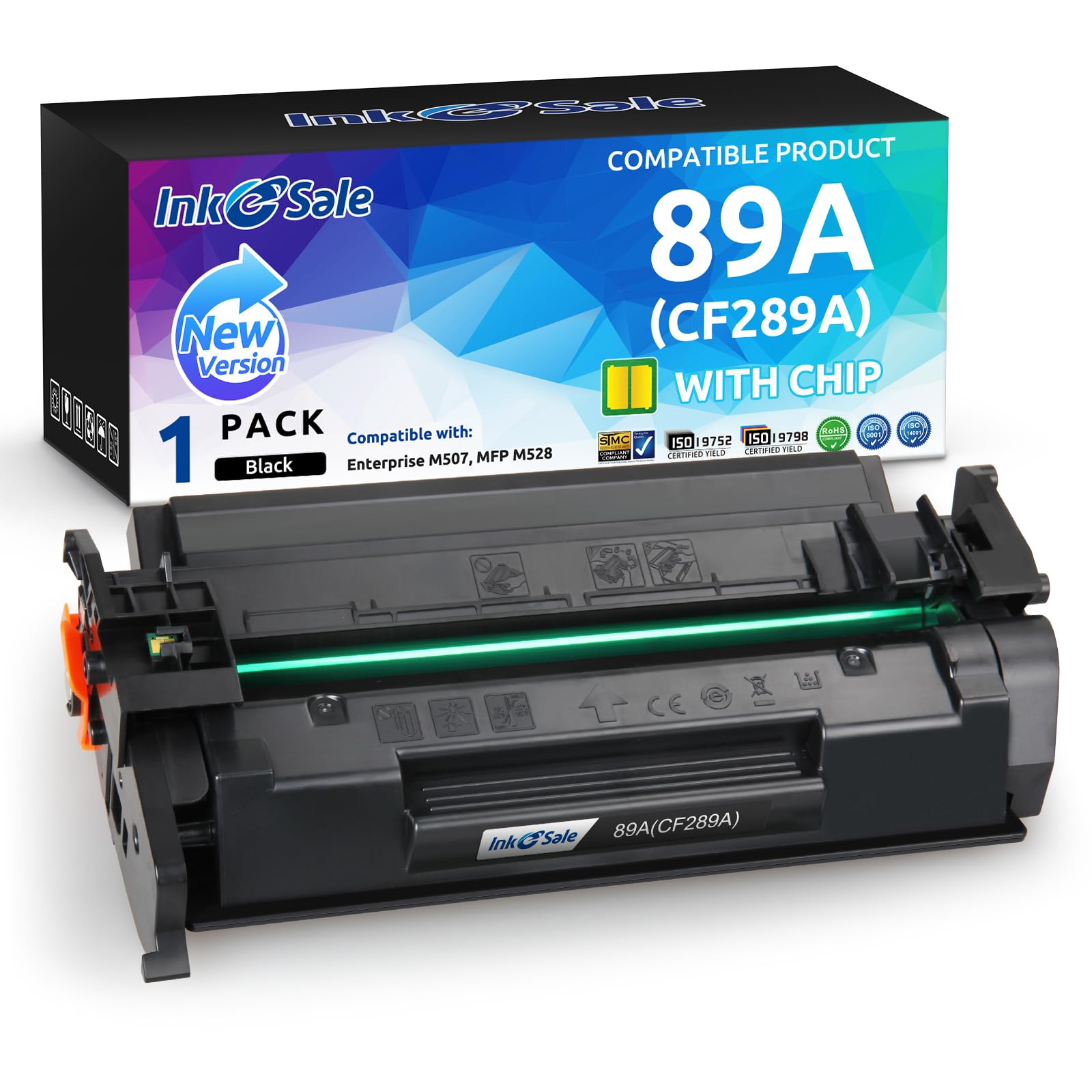 Photo 1 of INK E-SALE 89A Black Toner Cartridge Compatible Replacement for HP 89A CF289A with Chip for HP Enterprise MFP M528 M507 M507dn M507X M507dng M528f M528C M528Z Series, 1-Pack Black Indicates Ink Level