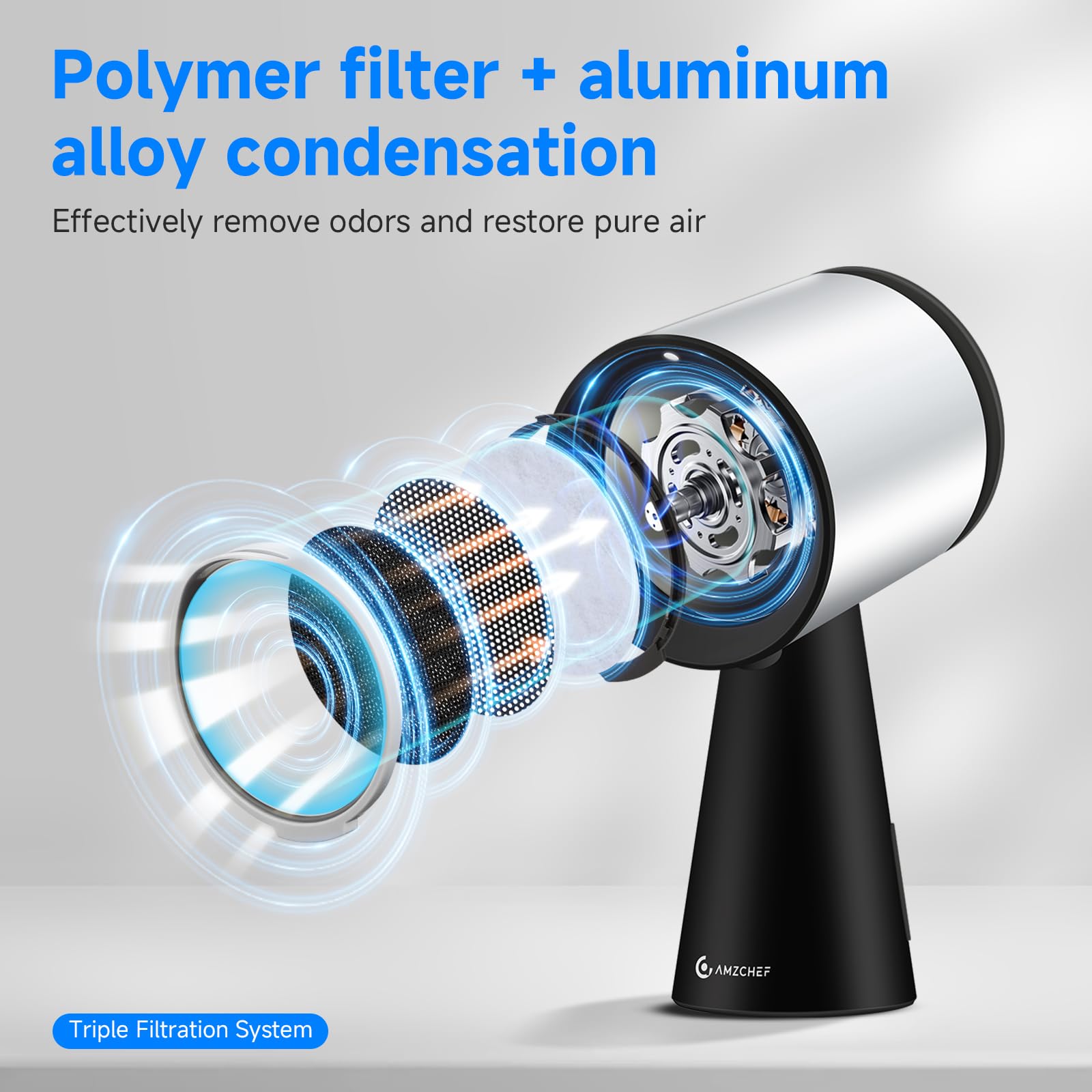 AMZCHEF Portable Range Hood, Desktop Exhaust Fan with 3 Speed Range Hood,Low Noise Large Oil Collection Cup,Detachable Aluminum Filter, Portable Kitchen Exhaust Fan for Indoor BBQ, Hot Pot-BK