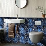 HORIWE Marble Tile Stickers Blue 20pc 15x15cm PVC Waterproof Kitchen Bathroom view 5