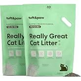 Tuft &amp; Paw Really Great Cat Litter, Ultra Low Tracking Tofu Cat Litter, Clumping, Flushable, Odor Control, Dust-Free, Unscented - 9.25lbs x 2Bags (Charcoal)