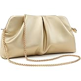 QIRACHIC Women Clutch Bag Dressy Formal Handbag Pleated PU Clutch Purse Detachable Chain Crossbody Bag