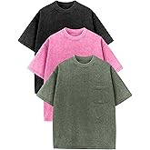 COZYPOIN 3 Pack Unisex Boys Girls T-Shirts Kids Short Sleeve Crewneck Acid Washed Tee Shirts Summer Tops 3-16Y