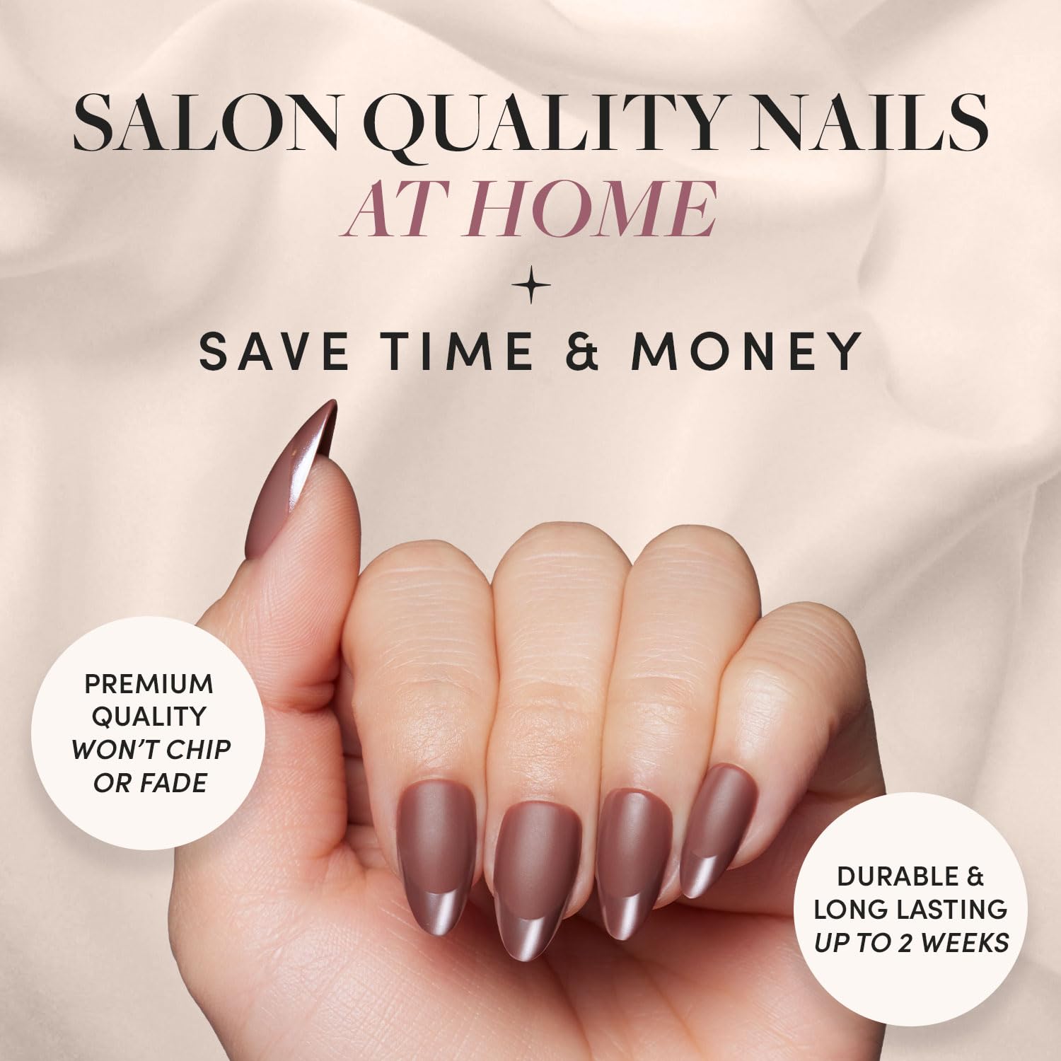 Glamnetic Press On Nails - Terra | Short Almond Dark Brown Nails with Glossy French Tips in a Matte Finish | 15 Sizes - 30 Nail Kit with Glue - Image 2