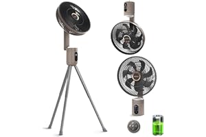 YOKEKON Outdoor Cordless Fan for Camping, 37" High Rechargeable Standing Fan with Remote Light, 12000mAh Battery Operated, Oscillating, Quiet, 8 Speeds, Timer, Bedroom/Dorm/Beach/House/Office