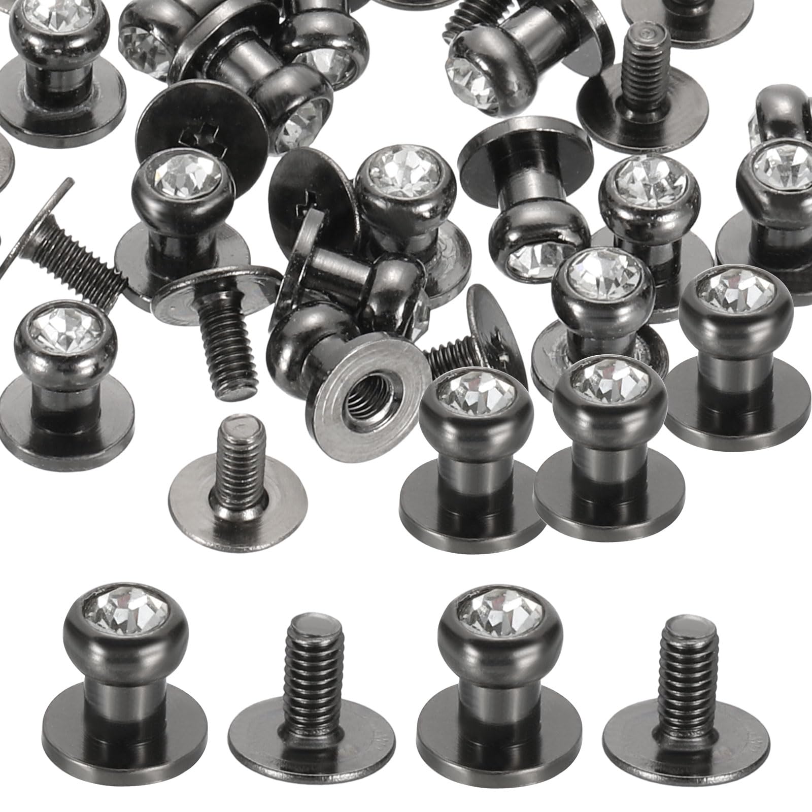 PATIKIL 6x8x8mm Rivets for Leather, 15 Pack Metal Button Spikes Screw Kit Screw Back Round Head Rivets Screw Buttons DIY Leather Hardware Trim Craft, Black