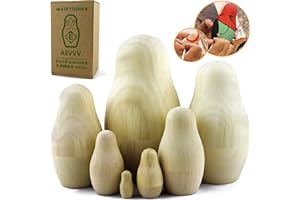 MATRYOSHKA&HANDICRAFT Unpainted Nesting Dolls - DIY 7 Matryoshka Nesting Dolls Blank - DIY Unfinished Blank Doll for Paint Gifts - Make Your Own Doll
