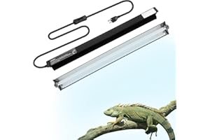MECESOR 8W T5 HO UVB Lighting Fixture Combo Kit, Reptile Habitat Light Terrarium Hood Comes with Desert 10.0 UVB T5 Lamp