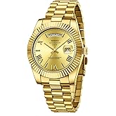 NIBOSI Men's Analog Quartz Watch, Rose Gold Stainless Steel, Day Date | 100 FT Waterproof, Luxury Brown Dial, Business Classic Dress Wrist Watches for Men