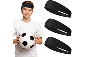 DIMEHO 3 Pcs Kids Sports Headbands Boys Girls Athletic Elastic Sweatbands Children Soft Moisture Wicking Hairband Absorbing Sweat Band for Football Basketball Running Tennis