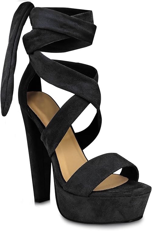 suede lace up platform heels