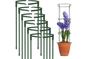 KULUSION 12Packs Plant Support Stake Half Round Plant Support, Stackable 3 Tier Garden Flower Support, Plant Stakes for Indoor Outdoor Plants for Tomato,Monstera, Peony, Hydrangea, Climbing Plants