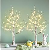 PEIDUO Christmas Decorations Indoor, 2 FT Birch Tree with LED Lights, Fairy Light Spirit Tree for Christmas Decor, Warm White Lighted Birch Trees for Home Decor Indoor, Battery Powered, Timer (2PK)