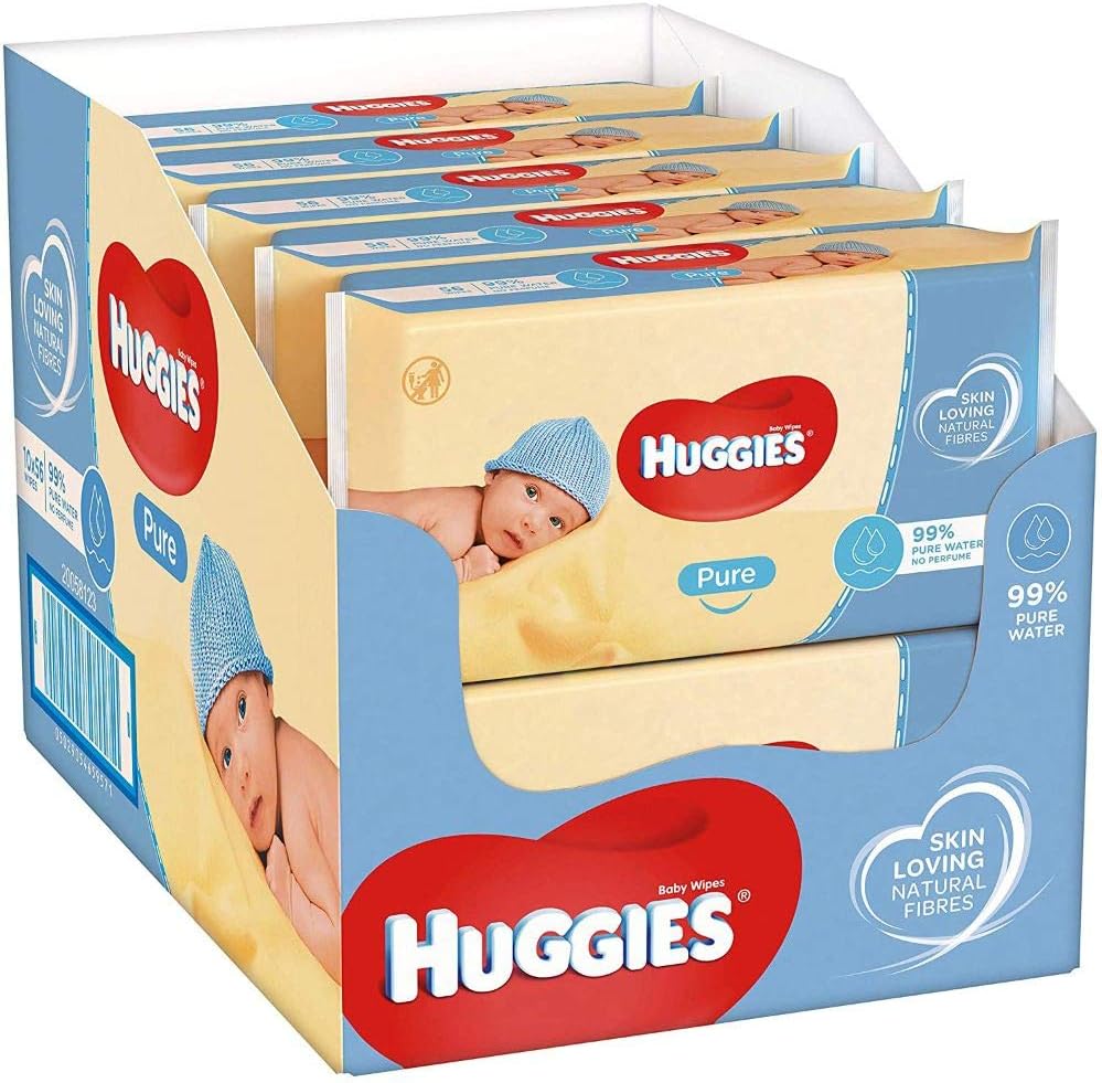 Huggies Pure Sensitive Baby Feuchttucher 99 Wasser 10 X 56 Tucher Monatsbox Amazon De Drogerie Korperpflege