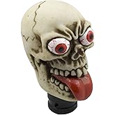 Mavota Stick Shift Knob Skull Shifter Knob Red Tongue with Big Eyes Style Skull Manual Automatic Gear Shift Knobs Off-White