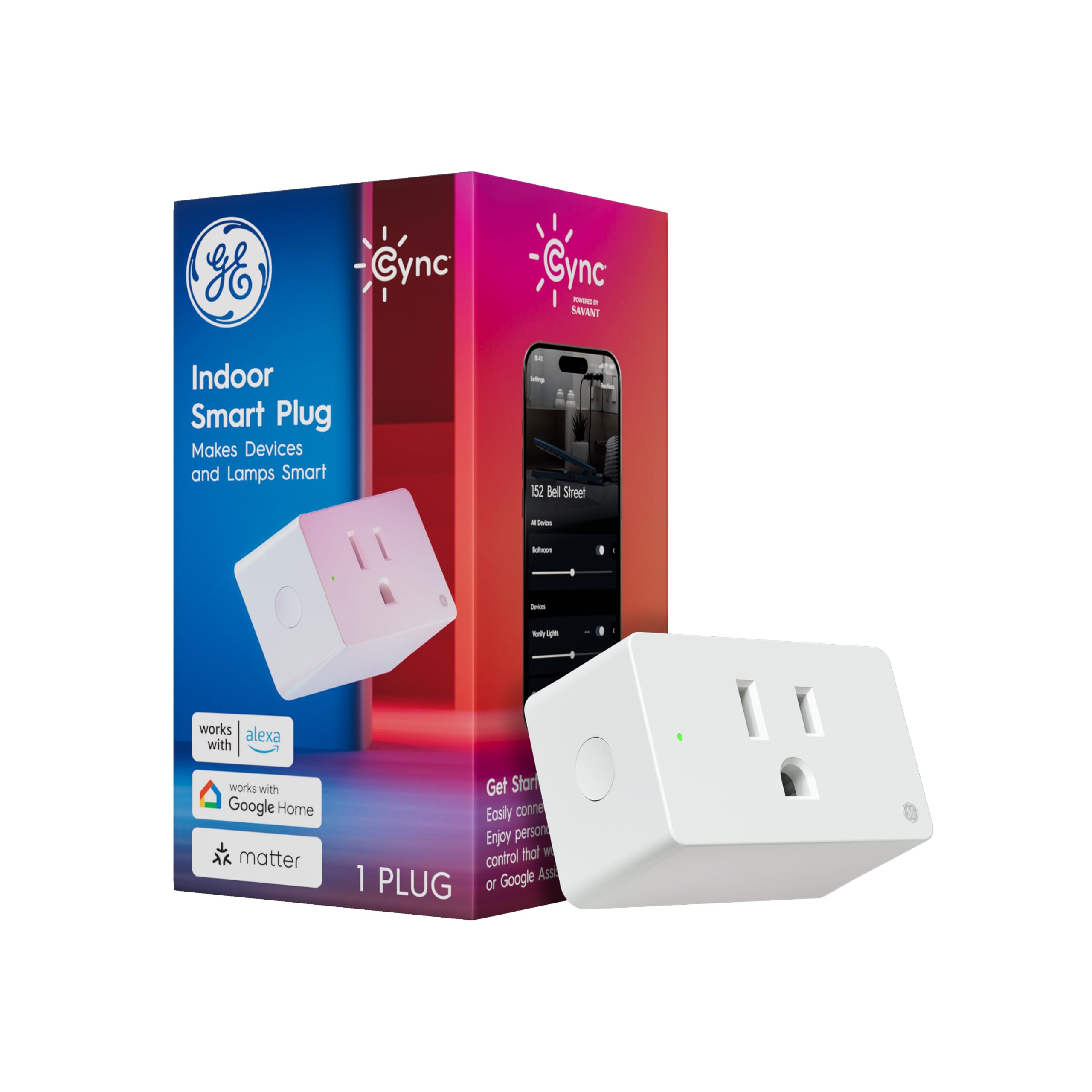 Photo 1 of GE Cync Smart Indoor Plug, Smart Outlet Control, WiFi Outlet Plug, Matter Compatible, Works with Alexa and Google Home