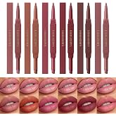 LANGMANNI 2-in-1 Lipstick &amp; Lip Liner Set,6 Colors Gift Set|Angled Lipstick+Matching Lipliner Pencil|Velvet Matte Finish,Long-Lasting &amp; Smudge-Resistant|All-in-One Lip Makeup Kit for Women(#A)