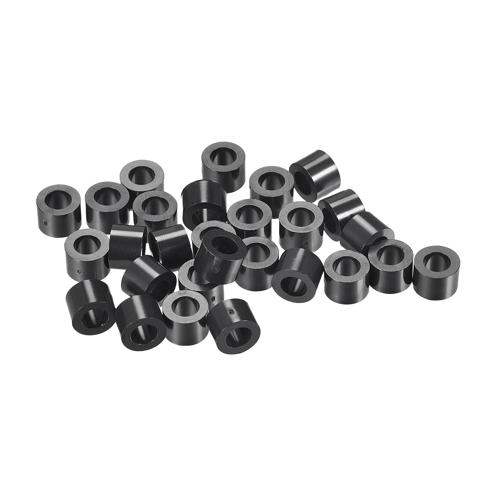 sourcing map ABS Round Spacer Washer ID 4.2mm OD 7mm L 5mm Plastic Standoff for 3D Printer TV Wall Mounting Electrical Outlet, Black, 100Pcs