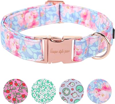 Unique Style Paws Pink Flower Dog Collar Small to Large Soft Silk Adjustable