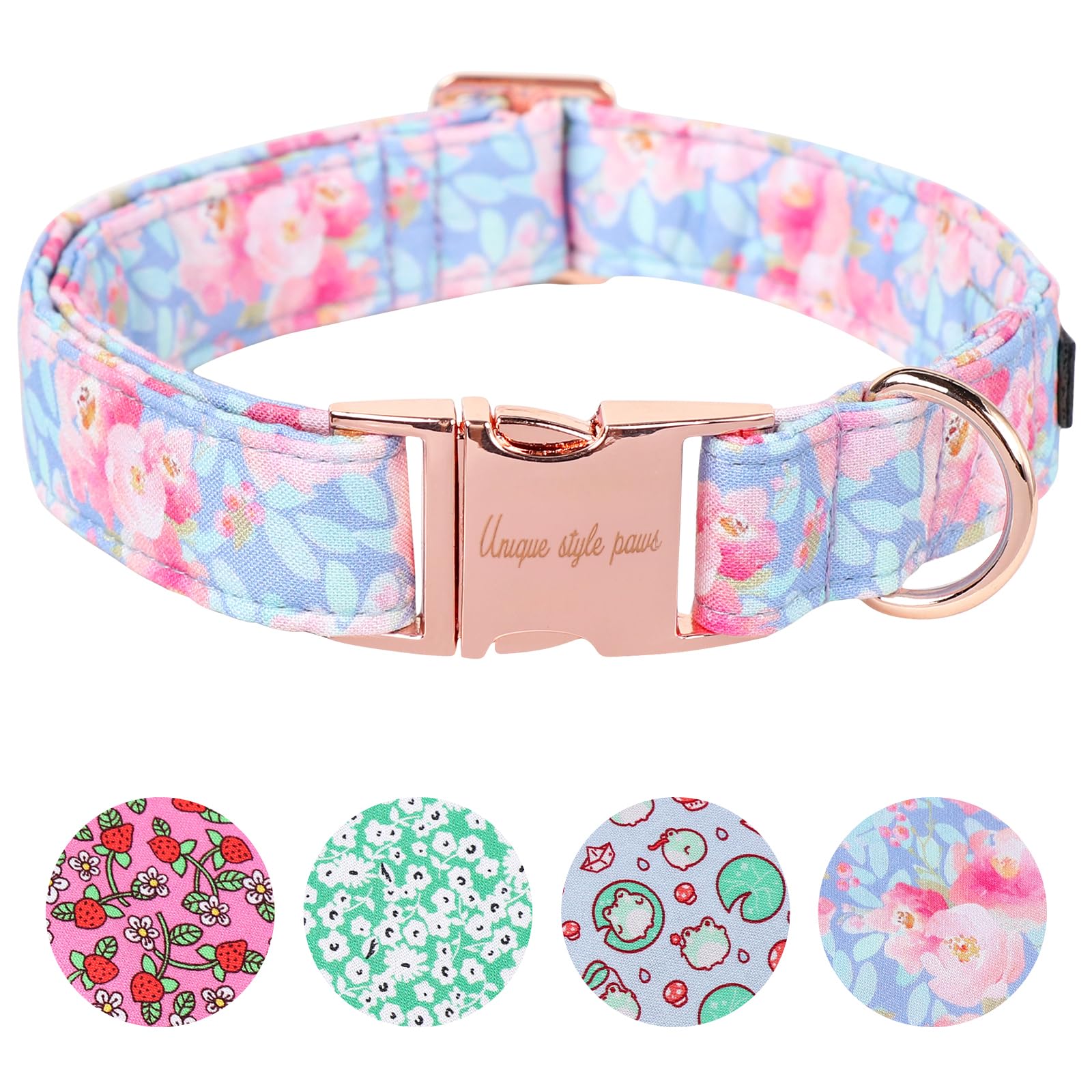 Unique style paws Summer Pink Flower Dog Collar Puppy Collars Harnesses & Leads For Dogs Uk Soft Adjustable Cute Flower Comfortable Collars Pet Gift For Small Medium Large Dogs S — image 1