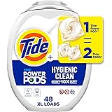Tide Pods Hygienic Clean Heavy Duty 10x Free Power PODS Laundry Detergent, 48 count, Unscented, For Visible and Invisible Dir