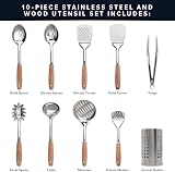 Home Hero Silicone Kitchen Utensil Set - 8 Piece Non-Stick Grey & Wood view 3
