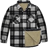 Victory Men's Warm Sherpa Lined Fleece Plaid Flannel Shirt Jacket(All Sherpa Fleece Lined)