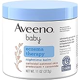 Aveeno Baby Eczema Therapy Nighttime Body Balm, Moisturizing Eczema Treatment, Ceramides, Triple Oat Complex, Soothes Dry, Itchy Skin, Hypoallergenic, Fragrance & Steroid Free, 11oz